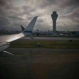 Cloudy take off to DC