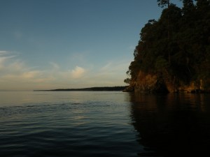 Kayaking with husband in Lover's Cove, Orcas Island